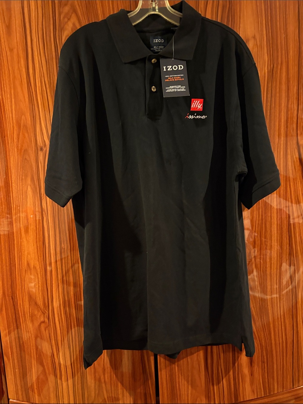 Izod Men’s Black Polo with Red Illy Logo